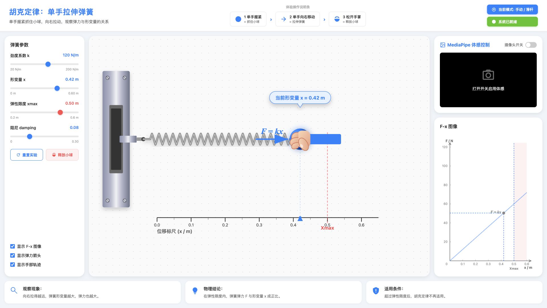 胡克定律：单手拉伸弹簧课件封面